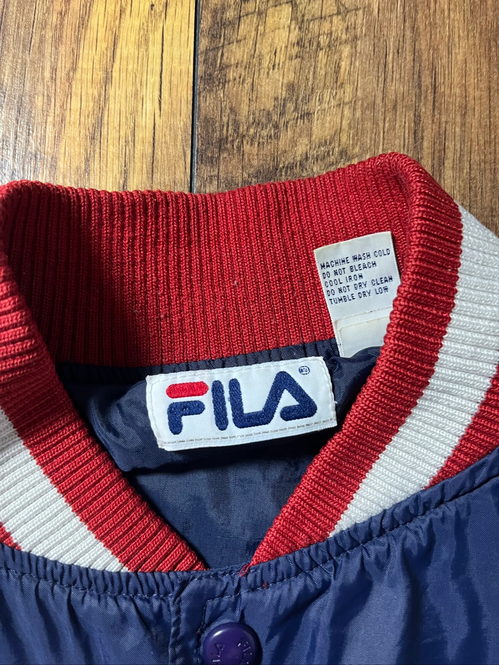 Navy blue teddy jacket with snap closure - Fila - size M - satisfactory – photo 2